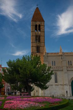Historic Gothic architecture of San Pablo Church's bell tower in Valladolid, Spain captured outdoors during the day.