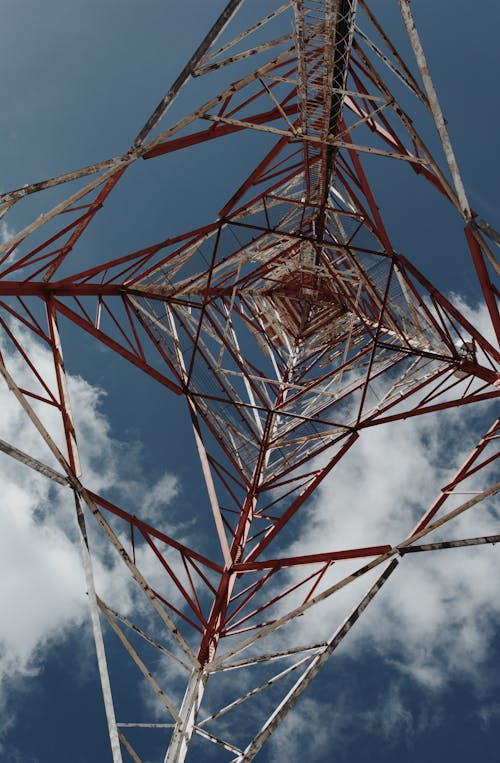 Low Angle Shot of a Transmission Tower