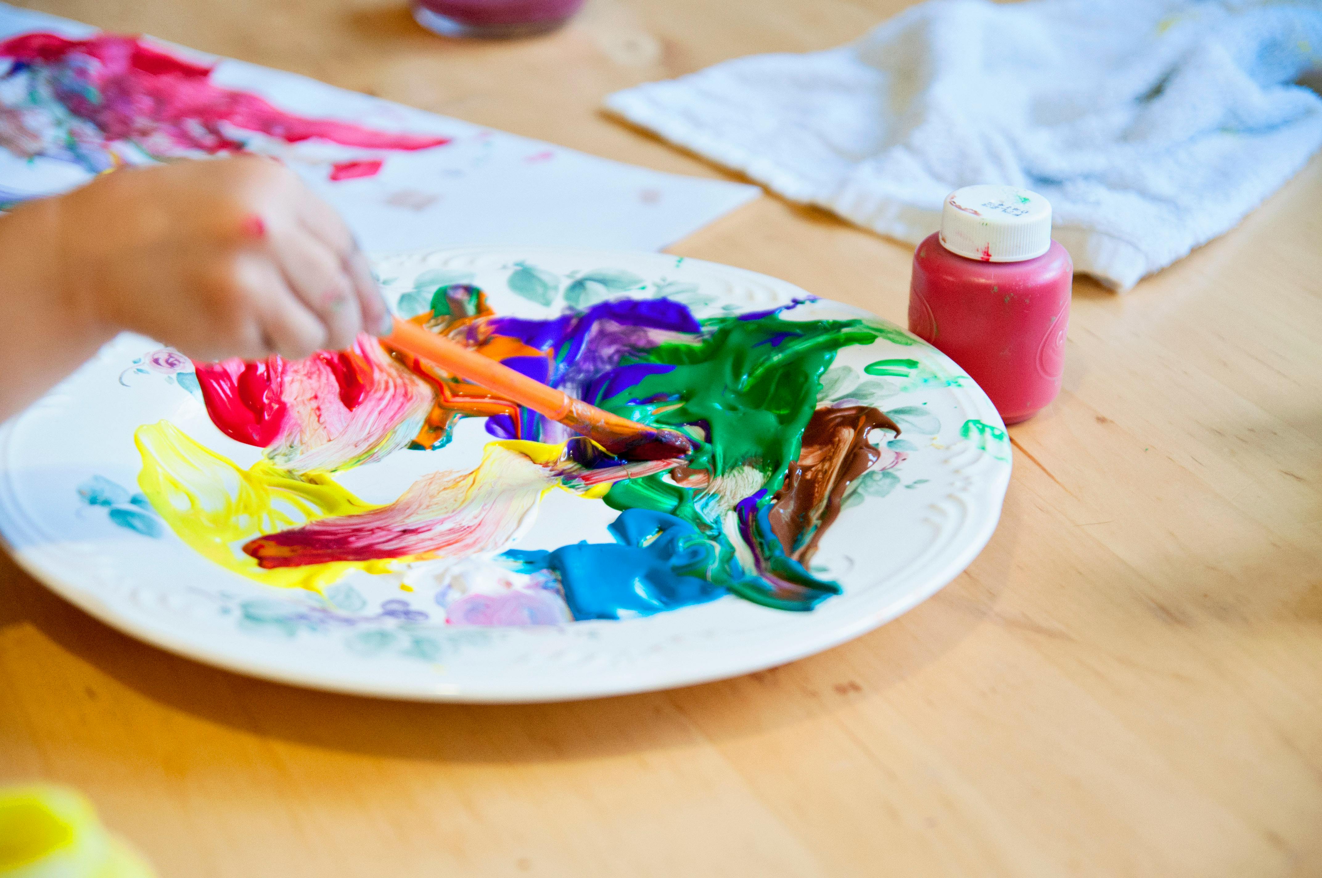Free stock photo of arts and crafts, bright colours, child\'s hand