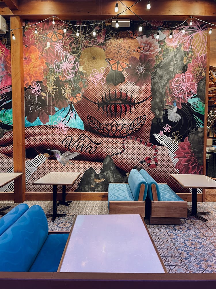 Restaurant Interior With A Photo Wallpaper 