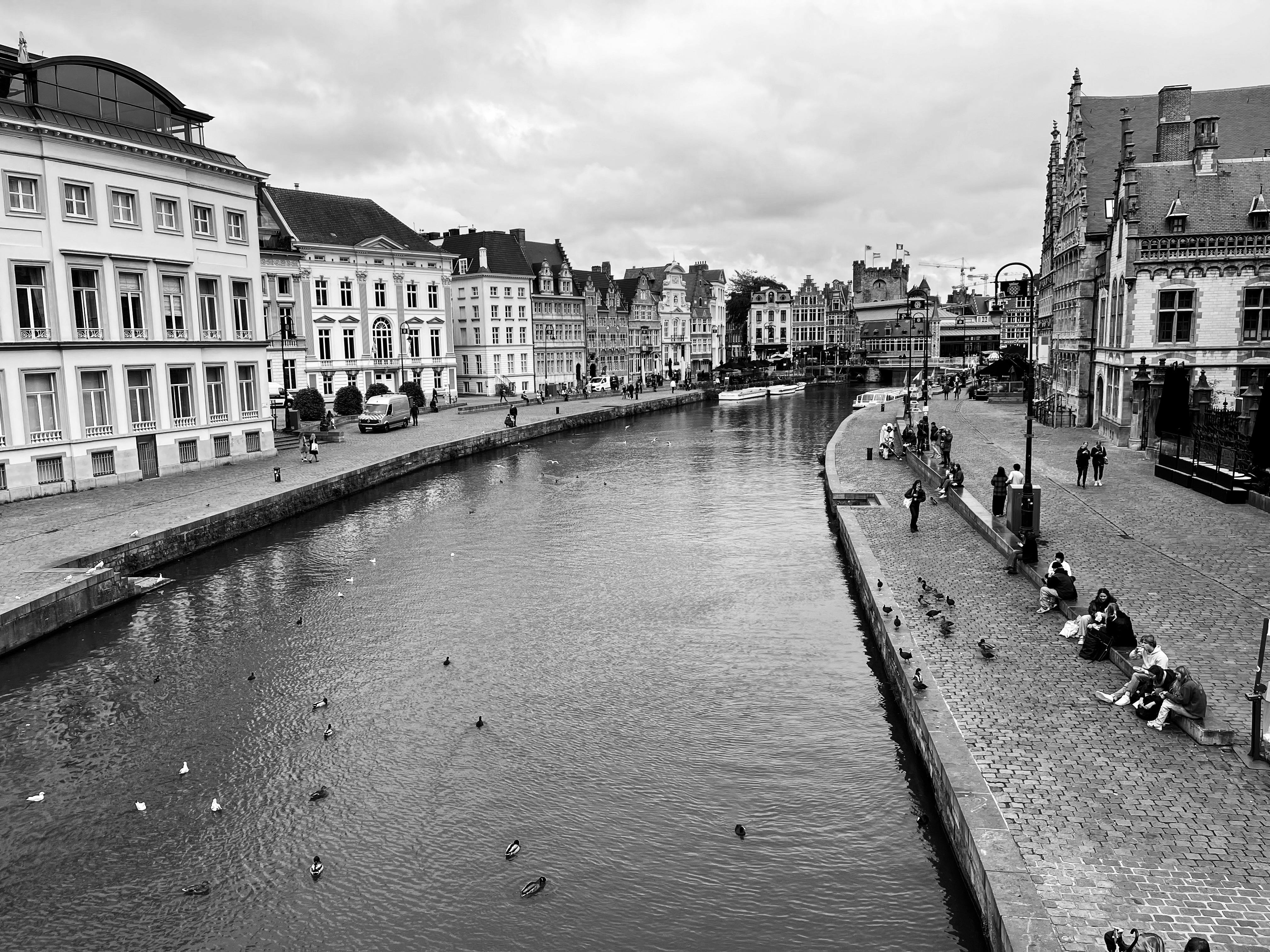 Ghent Belgium Winter City Break Medieval Architecture Canals Streetlamps Ice Skating Rink Ferris Wheel