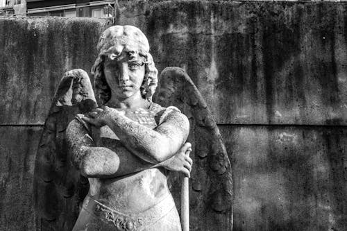 天使, 灰階, 特寫 的 免費圖庫相片