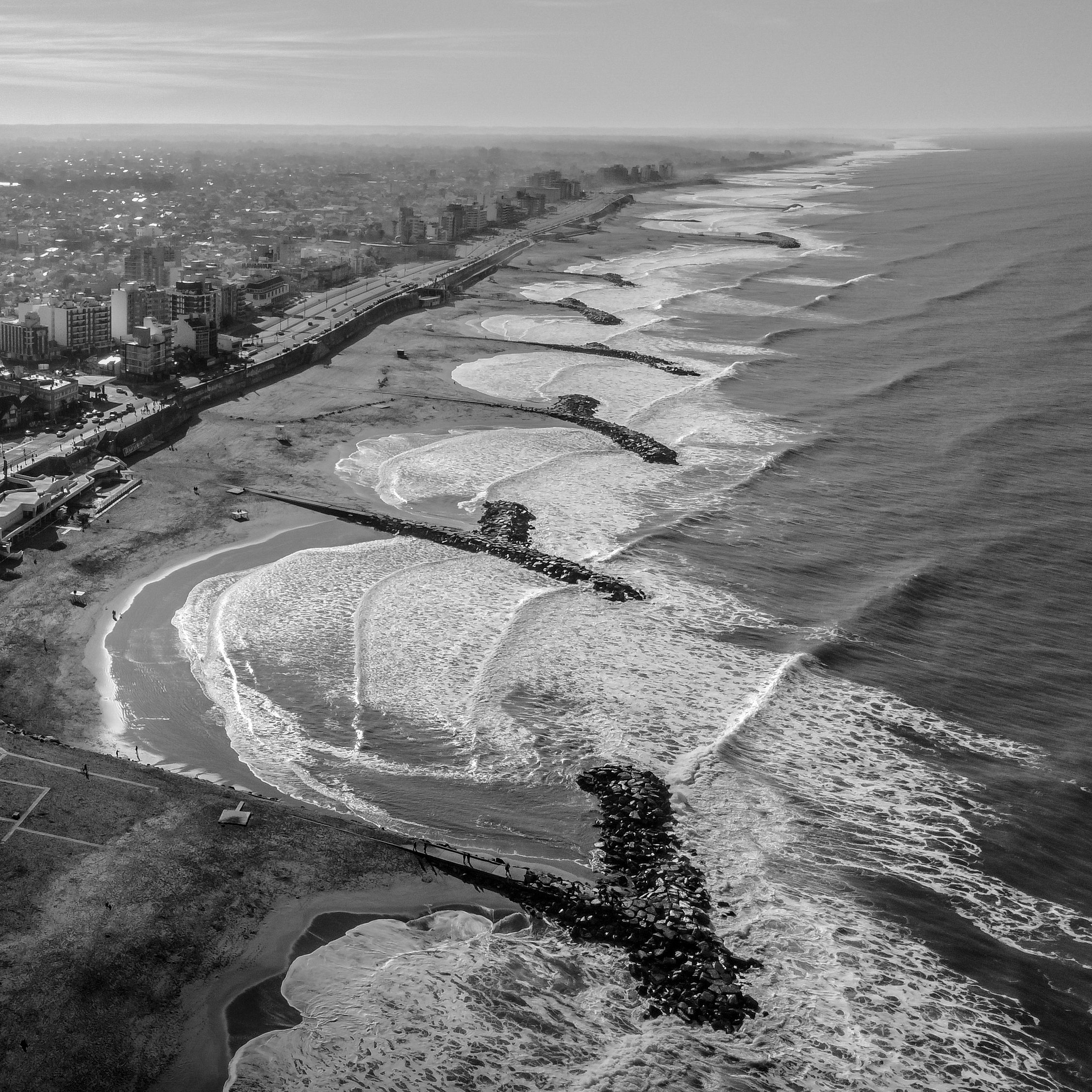 Drone Shot of a City near Sea