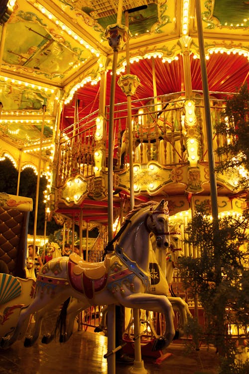 Illuminated Carousel at Night
