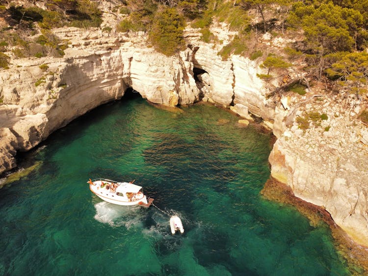 High Angle View Of A Cliff And Sea