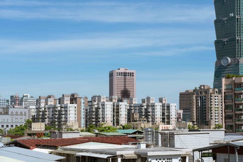 High Rise Buildings in the City under the Cloudy Sky