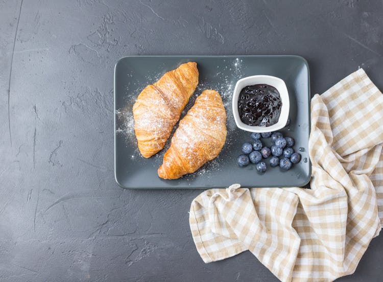 Croissants And Blueberry Jam