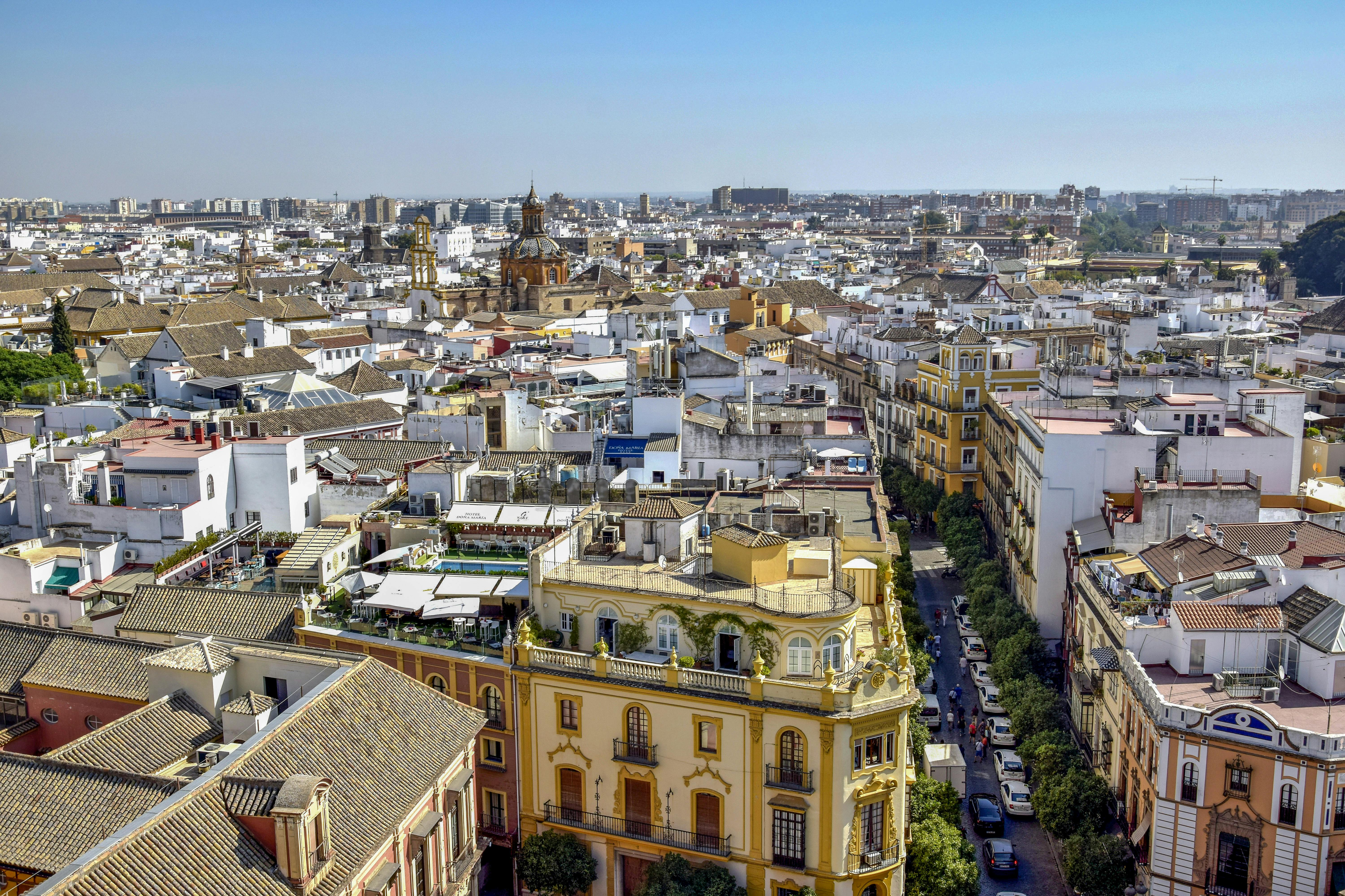 aerial view of city buildings