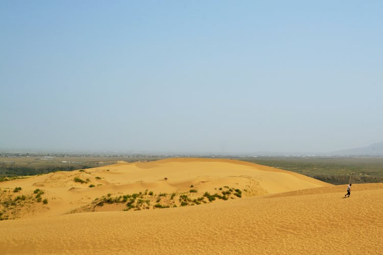 Person Walking Across Desert