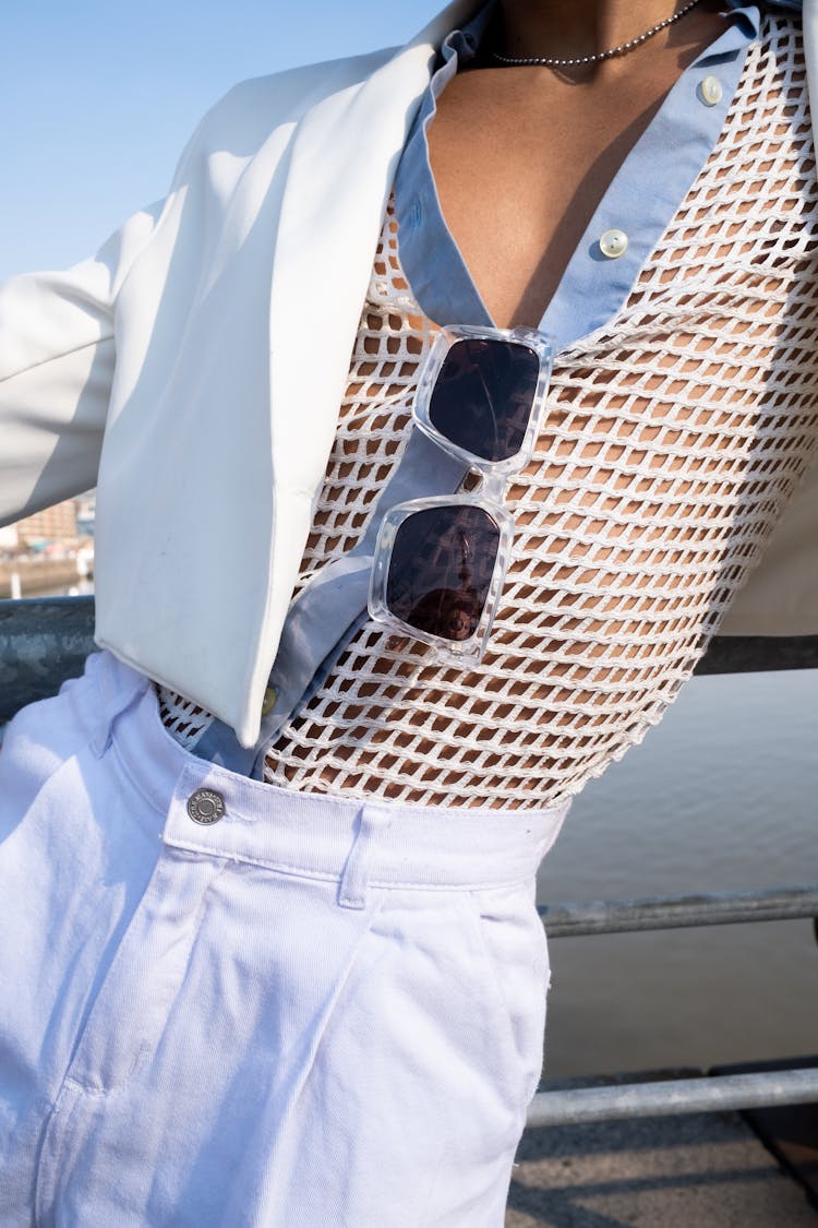 Close Up Of A Man Posing In White Clothing 