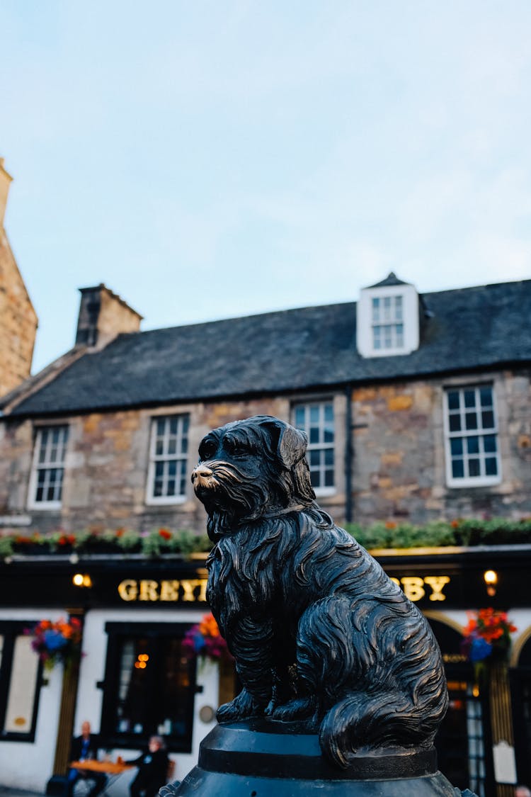 Greyfriars Bobby Statue In Close-up Shot