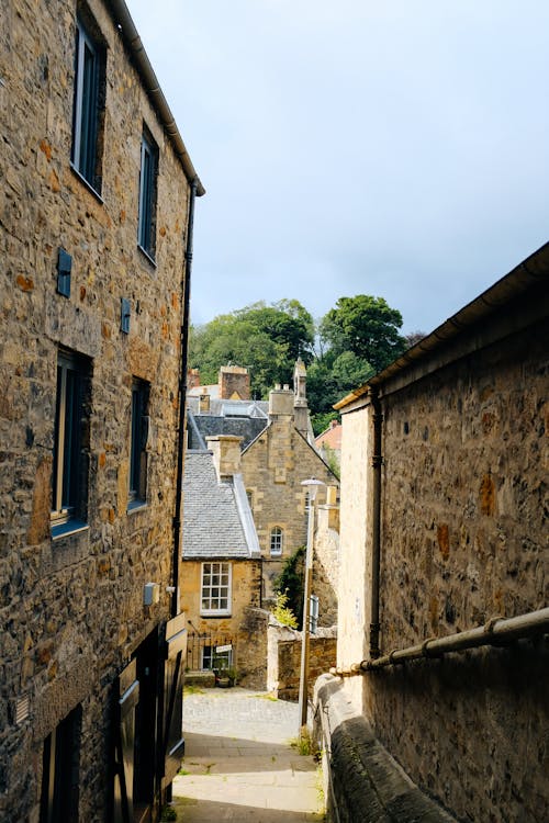 Cobblestone Houses on a Small Town