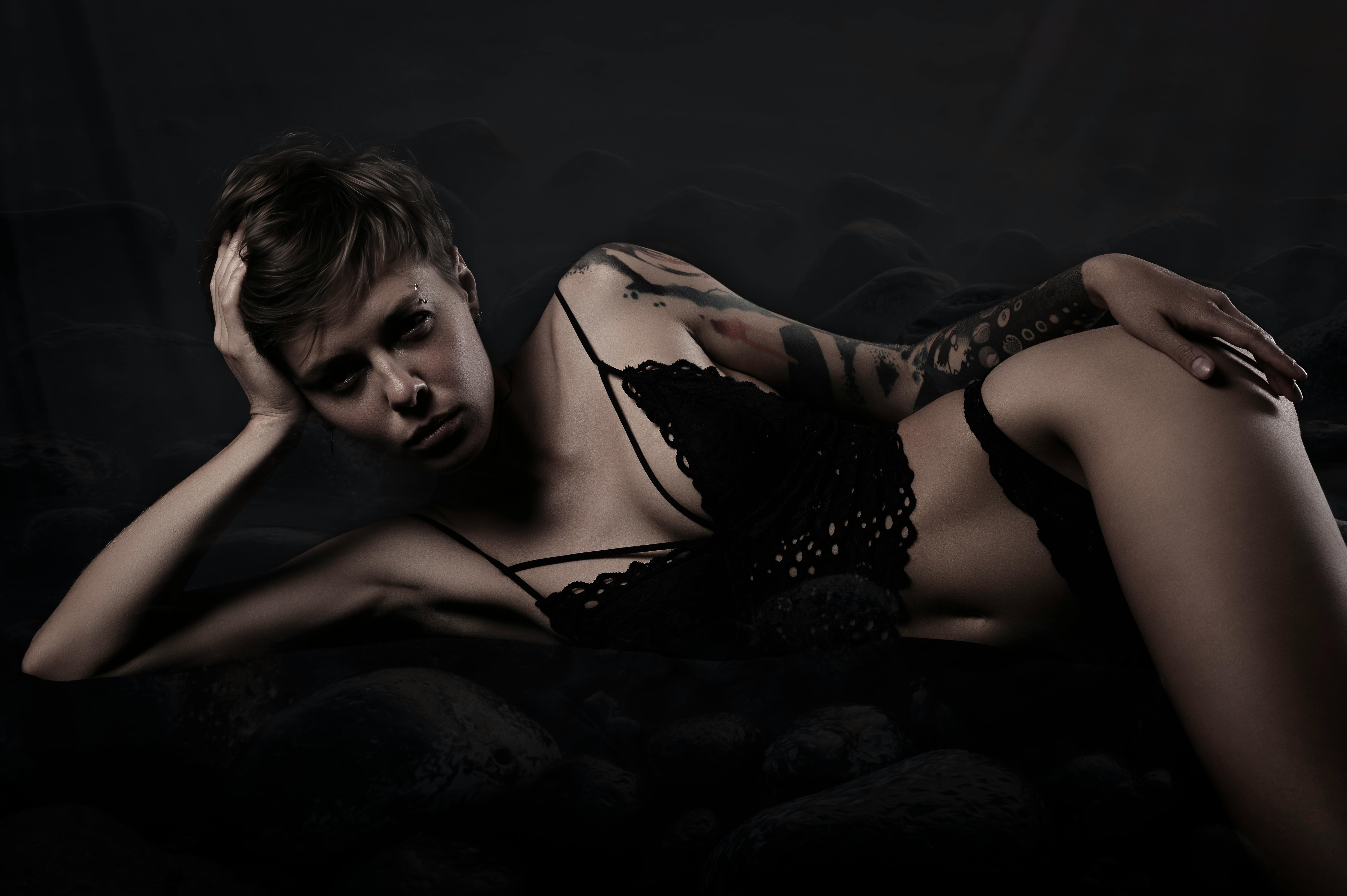 Tanga negra lace premium