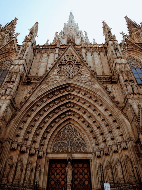 Free Worm's Eye view of the Barcelona Cathedral Stock Photo