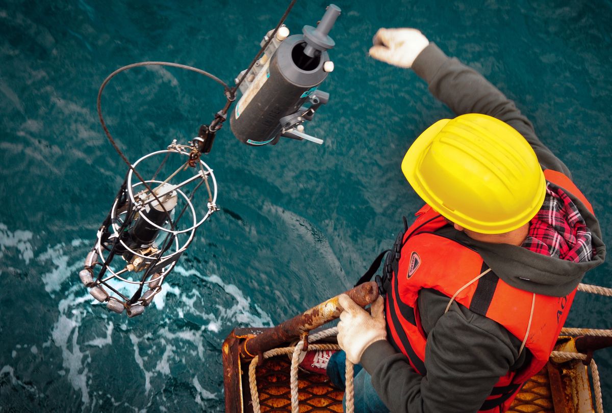 Energy professional working safely on an offshore platform