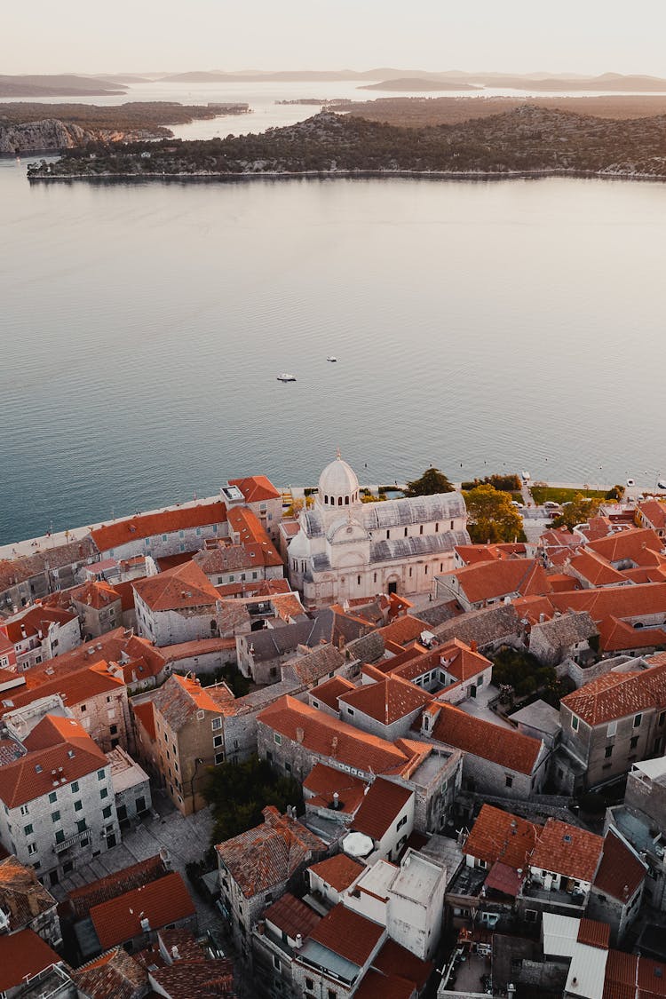 Aerial Photography Of Sibenik Town In Croatia 