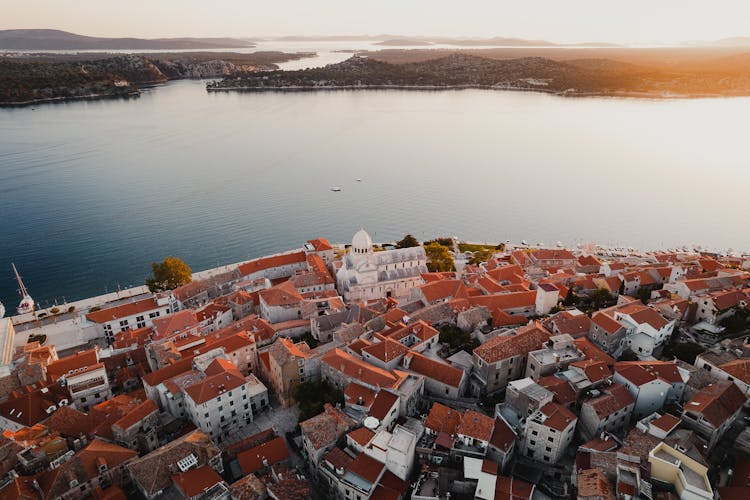 Aerial Shot Of Sibenik, Croatia 