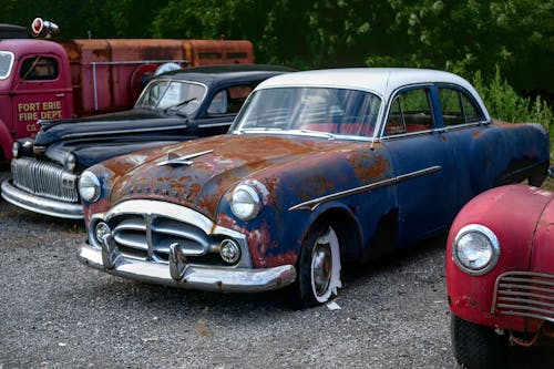 Free Parked Old Rusty Classic Cars Stock Photo
