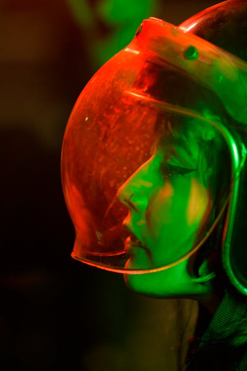 A Woman Wearing a Helmet 