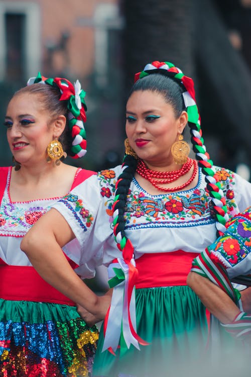 Women Wearing White Green and Red Floral Dress