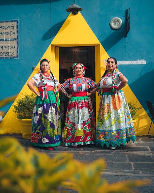 Portrait of Women Wearing Mexican Clothing