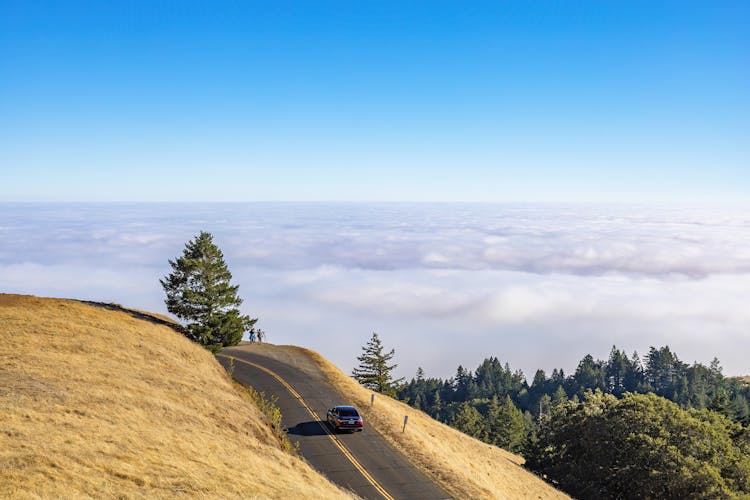 A Road On The Mountain And Clouds