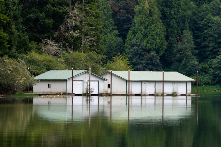 Floating Boat Storage On The Lake