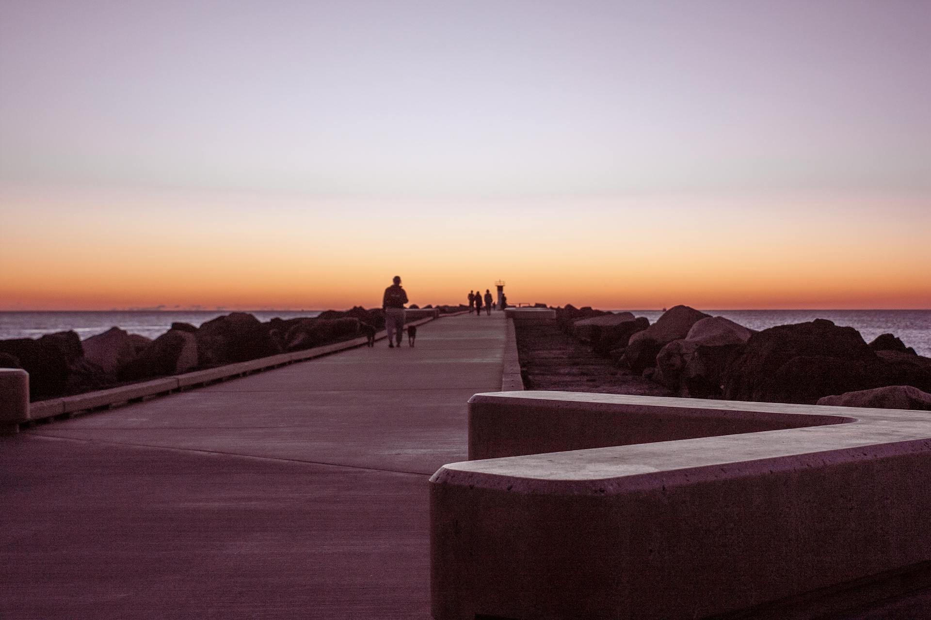 People Walking on Concrete Dock