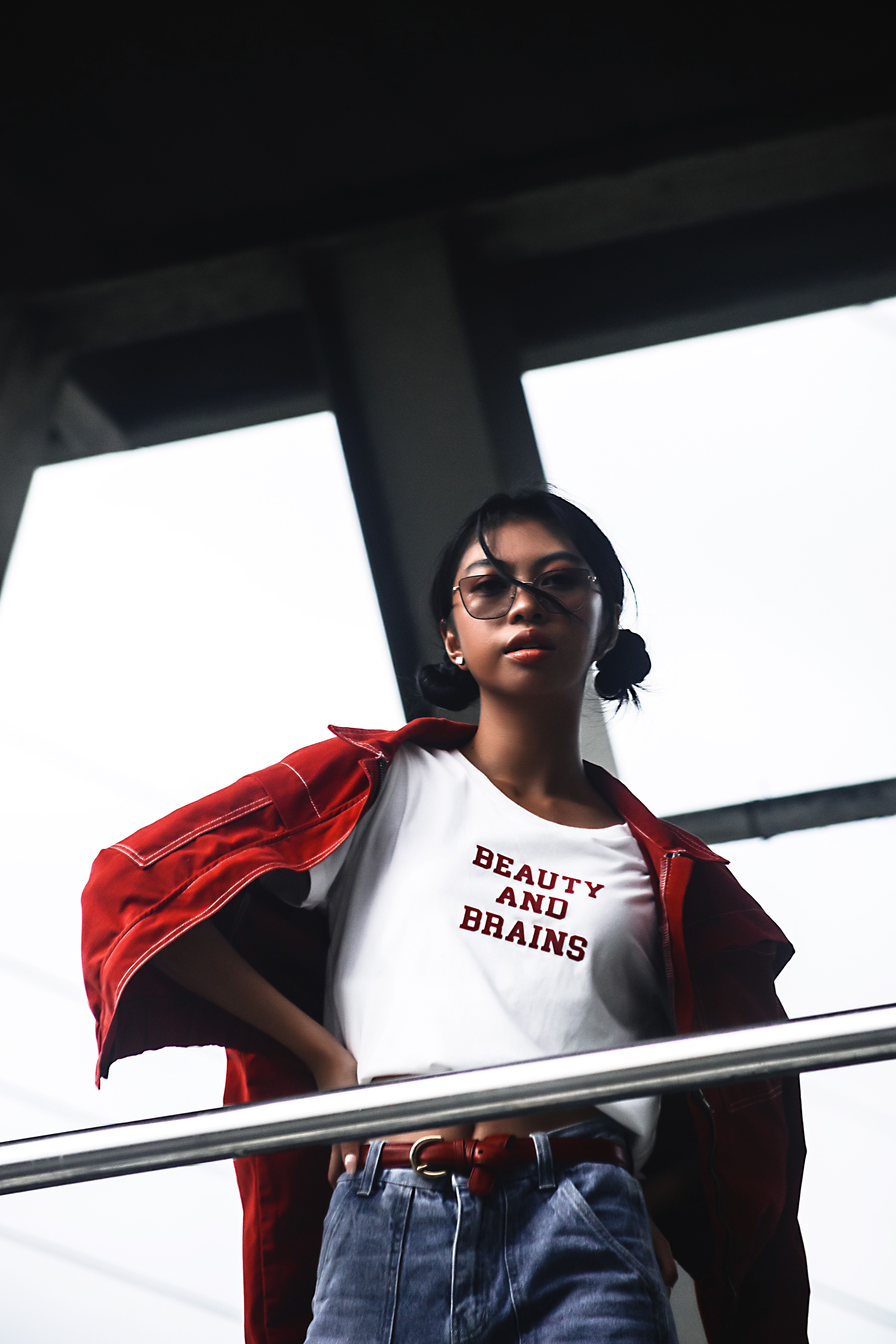 A Woman in White Shirt and Red Jacket · Free Stock Photo