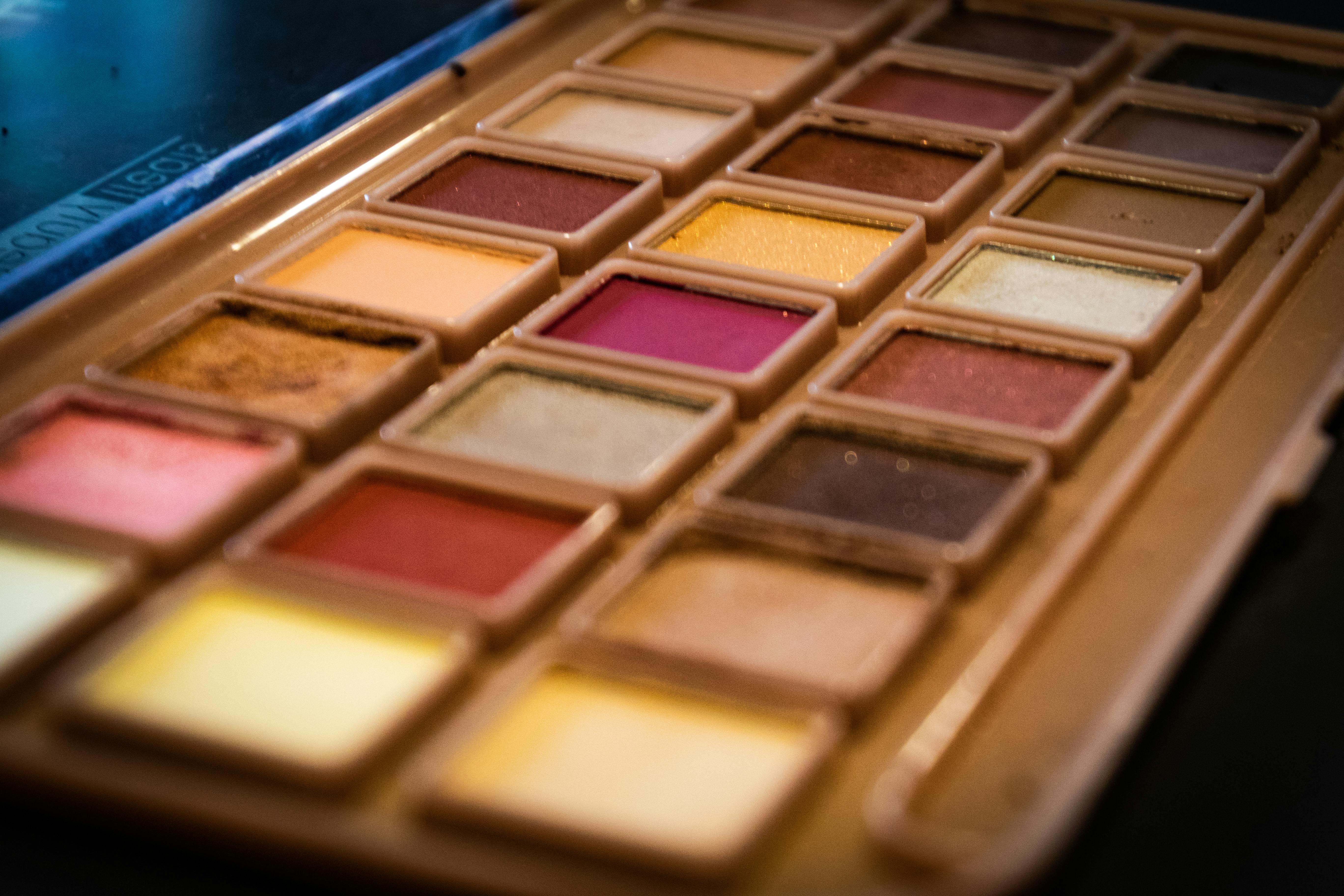 depth of field photography of makeup palette