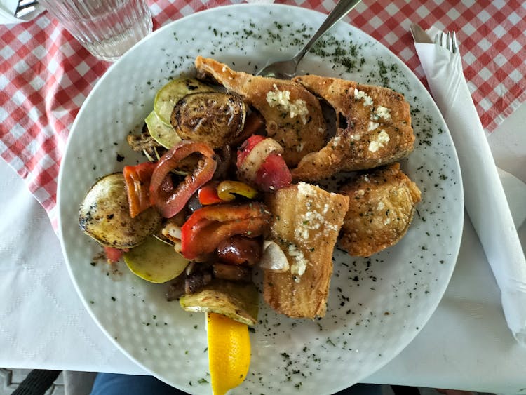 Fried Food On White Ceramic Plate