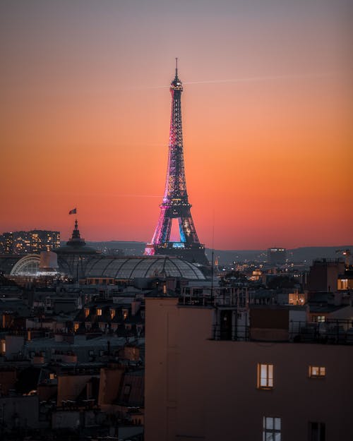 Eiffel Tower in Paris during Sunset