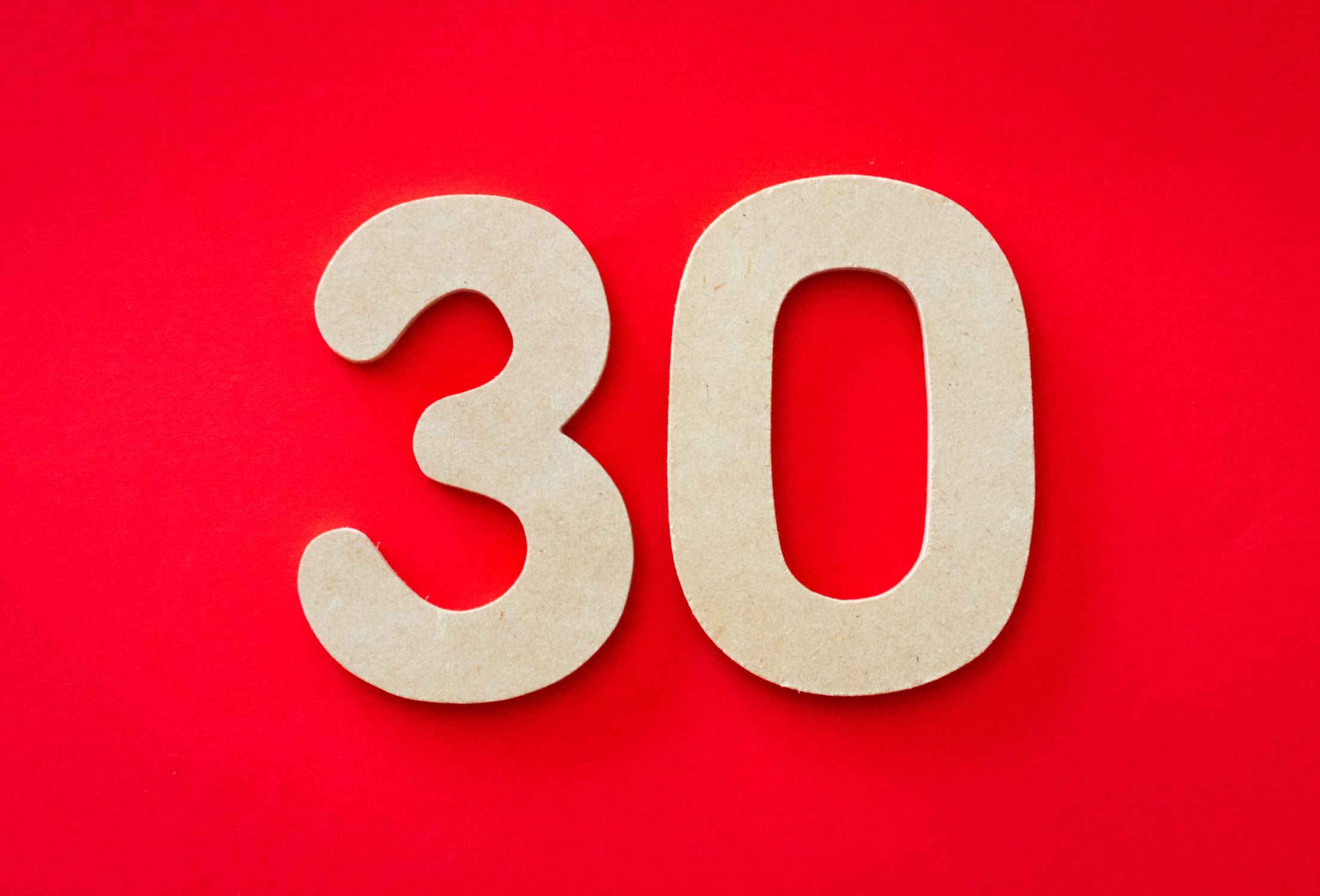 Photo Of 30 Against Red Backgrund Free Stock Photo photo-of-30-against-red-backgrund-free-stock-photo