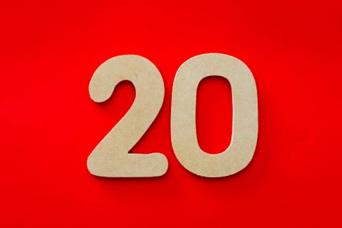 20 Number on Red Background