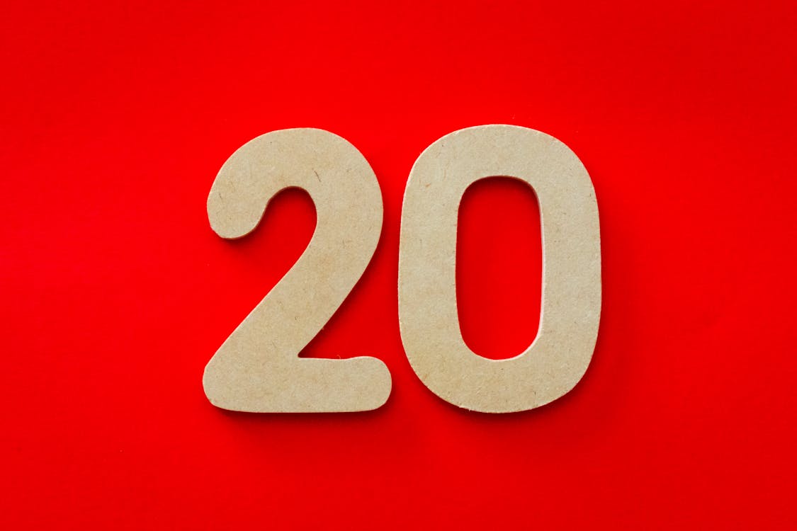 Free 20 Number on Red Background Stock Photo