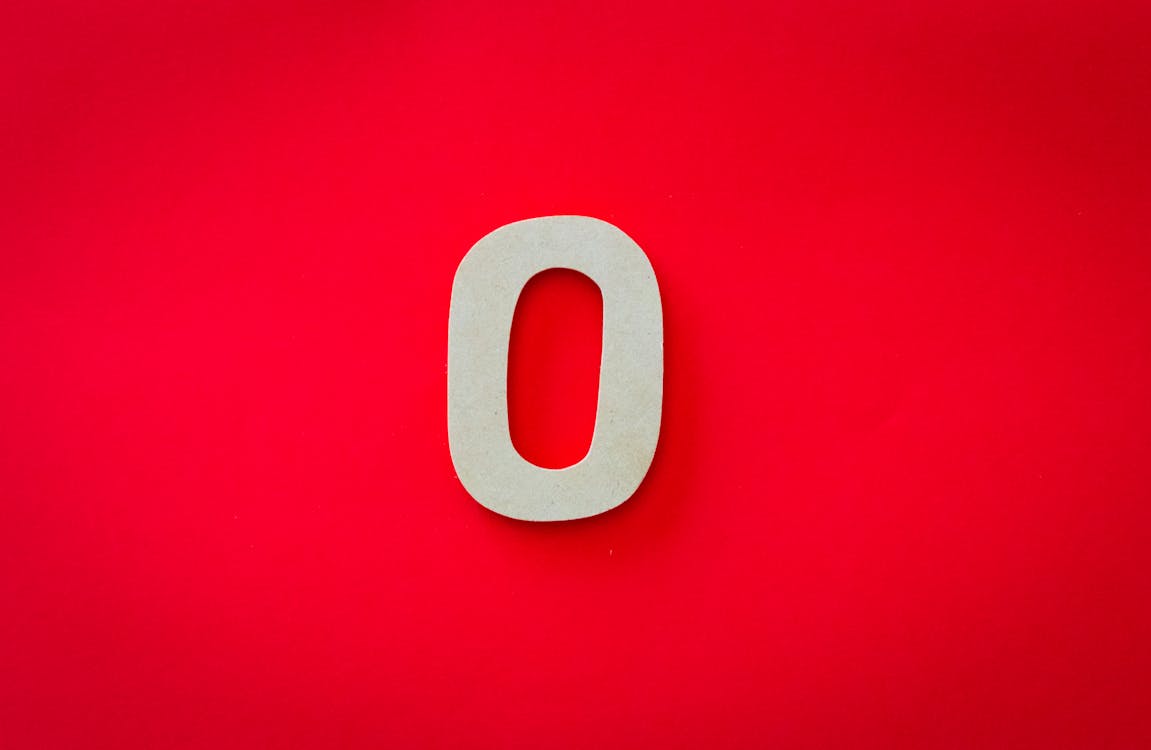 0 Number on Red Surface