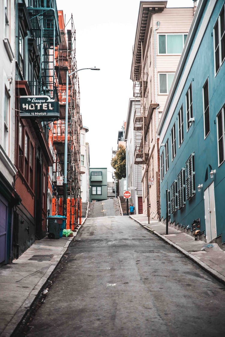 Street In Between Buildings In A Town