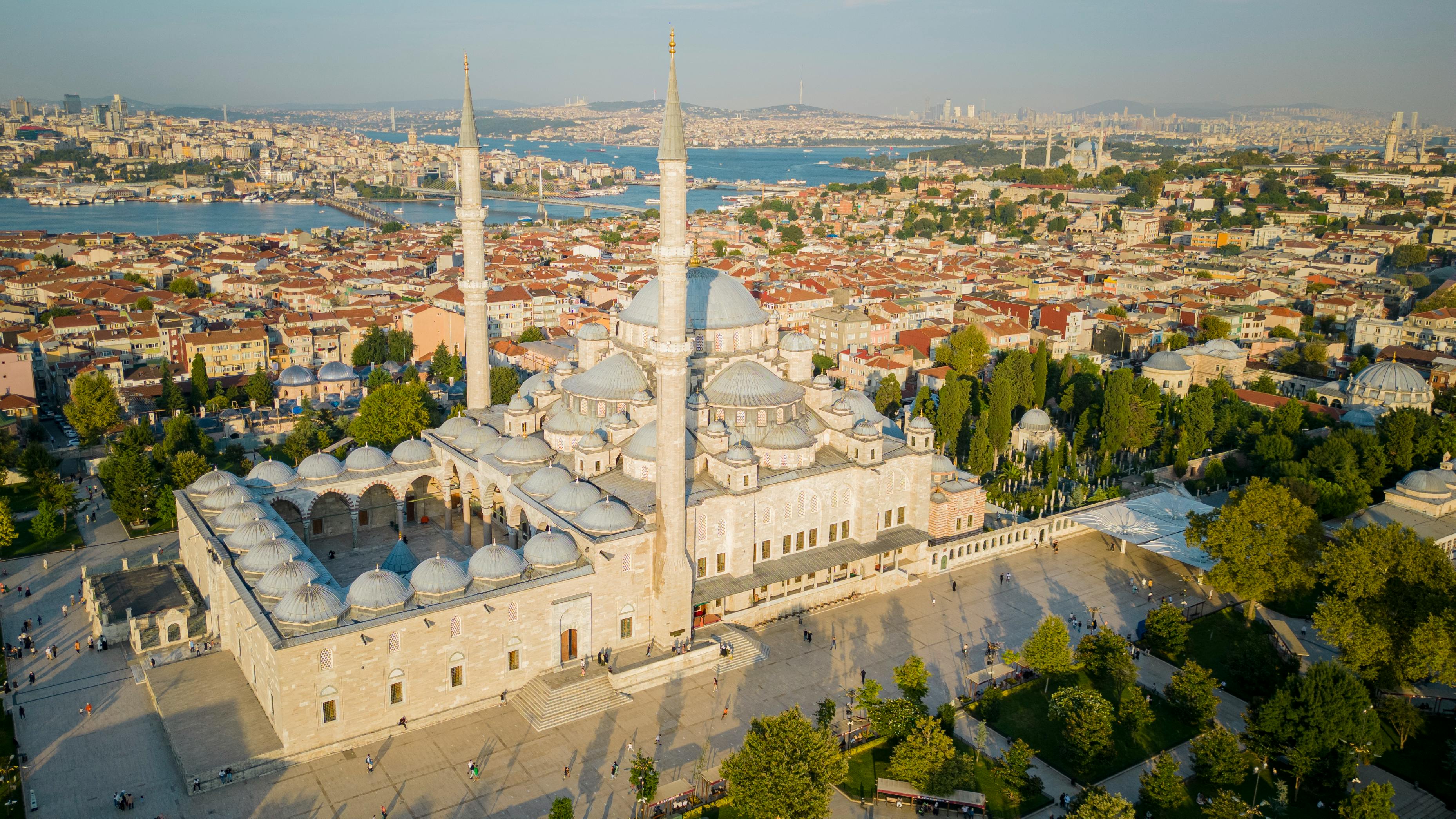 Aerial Photography Of Nusretiye Mosque Under White Sky · Free Stock Photo