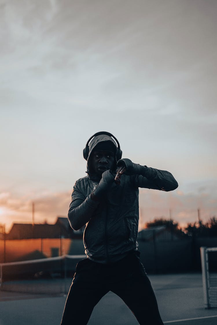 Fit Man Doing Shadow Boxing