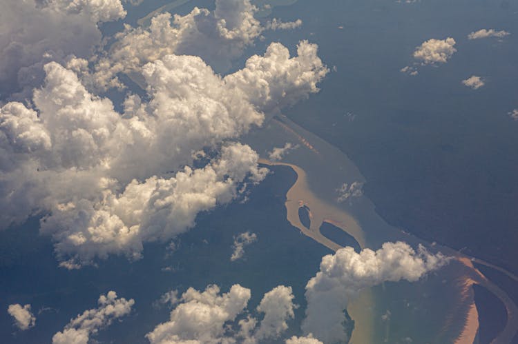 Aerial View Of Cloud Formations Over Land 