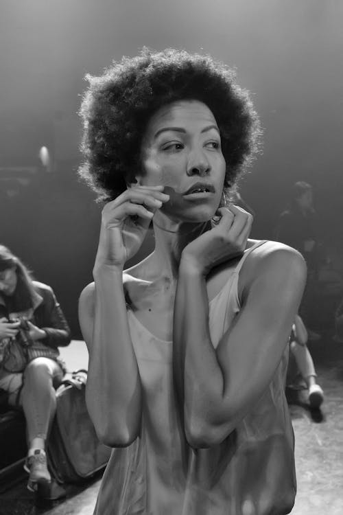 Monochrome Photo of Woman with an Afro Hairstyle 