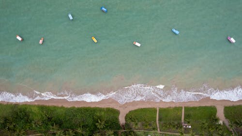 Aerial View of Beach with Boats