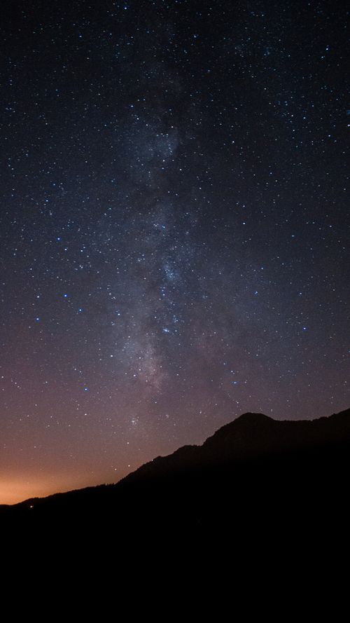 Free Captivating night sky with stars and Milky Way above a mountainous silhouette. Stock Photo