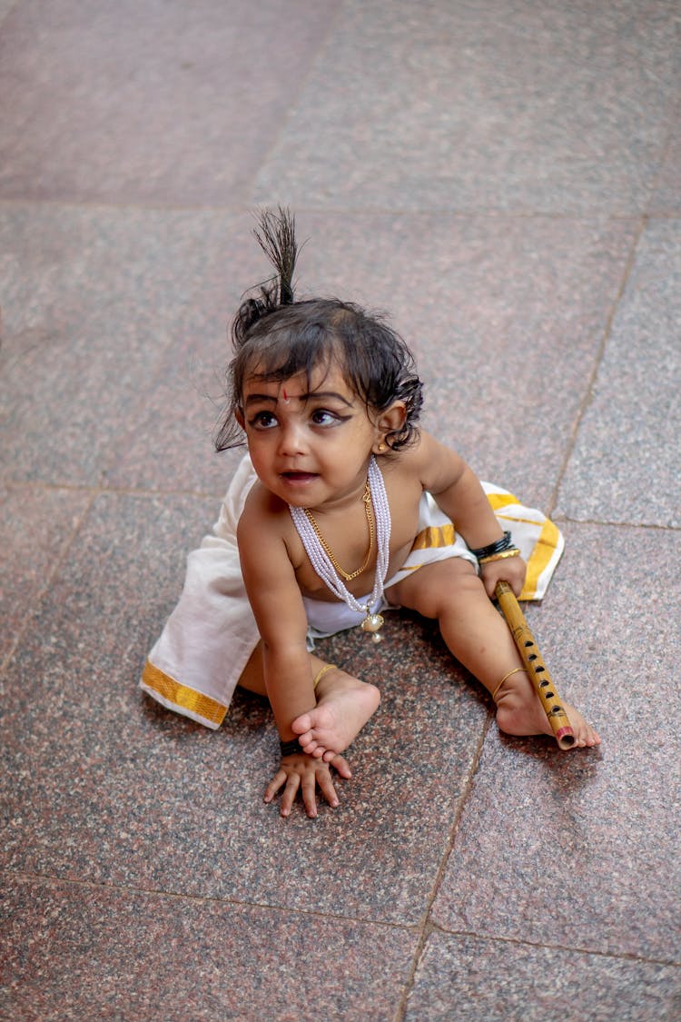 Indian Baby On Pavement