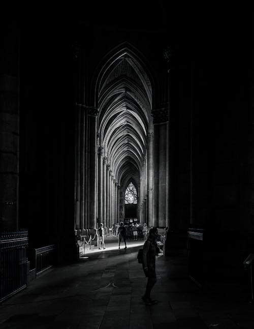 Shadow in Monumental Corridor in Church