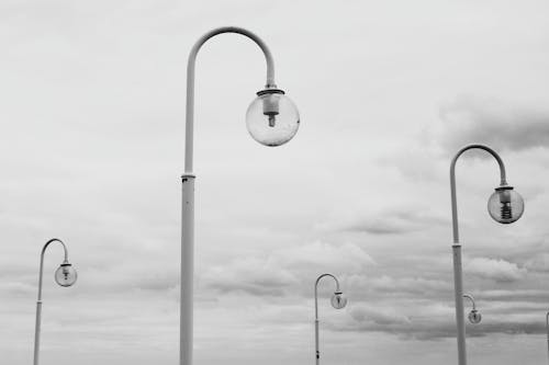 Grey Scale Photography of Lamps