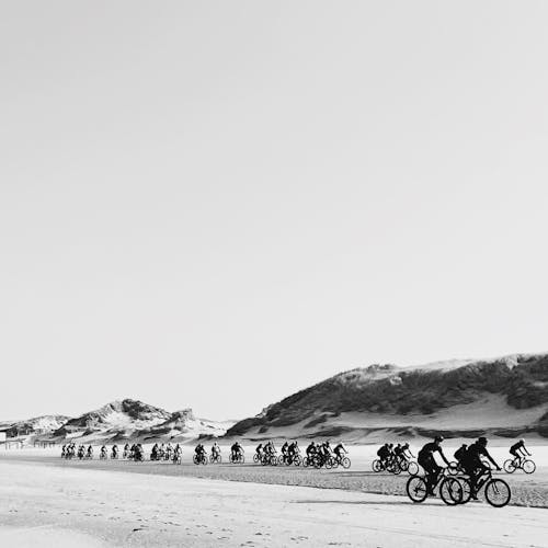 Fotos de stock gratuitas de arena, bicicletas, blanco y negro