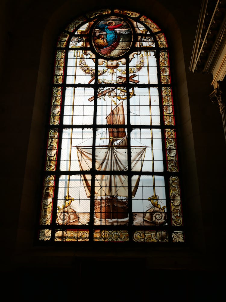 Noah's Ark Design On The Stained Glass