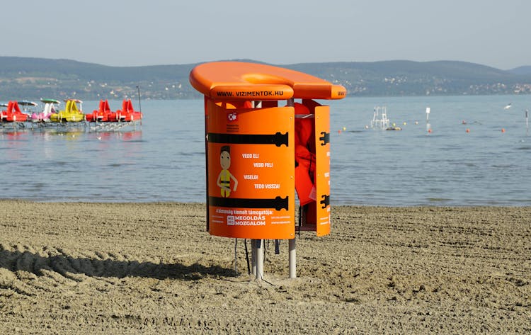 Safety Vest Kiosk On The Seashore