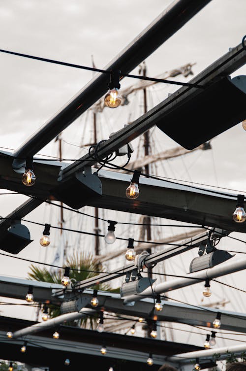 Light Bulbs Hanging on Black String